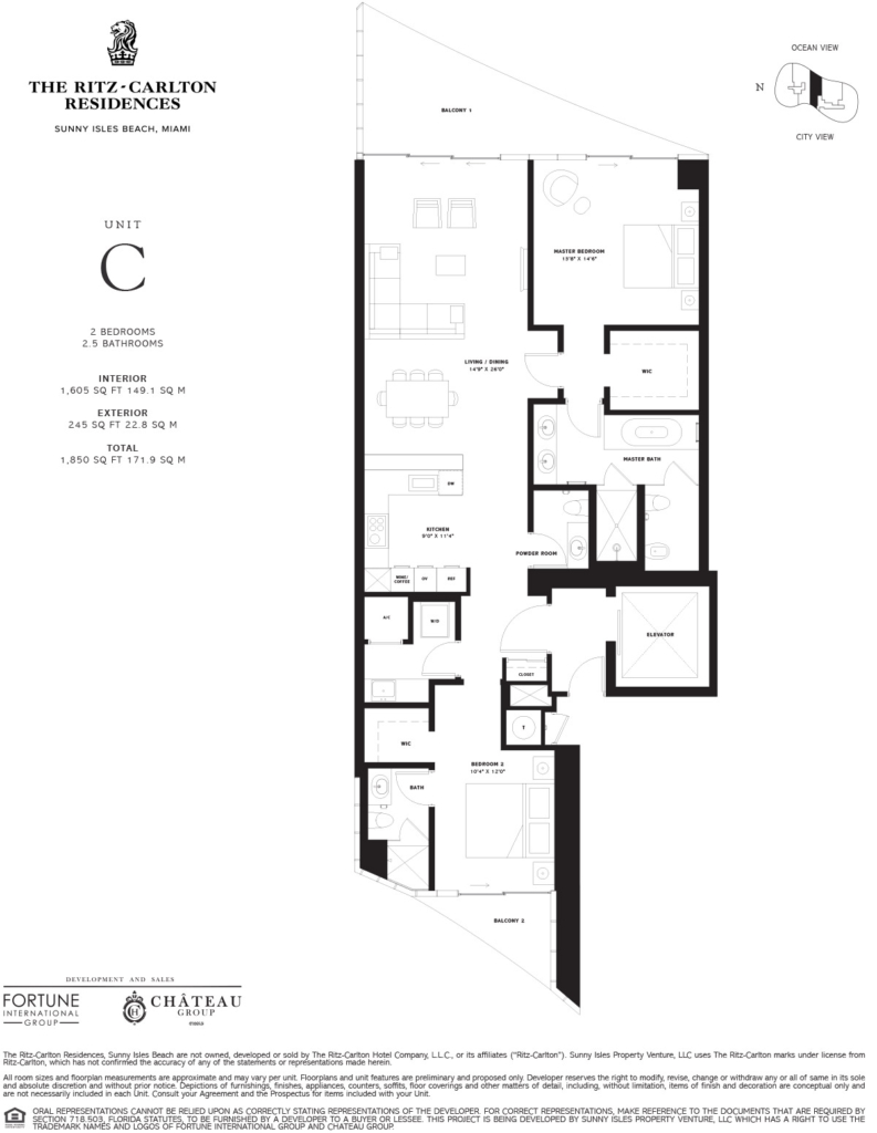 Residence 03: (Floor Plan C): 1,605 SF, 2 Bedroom, 2.5 Baths (PDF)