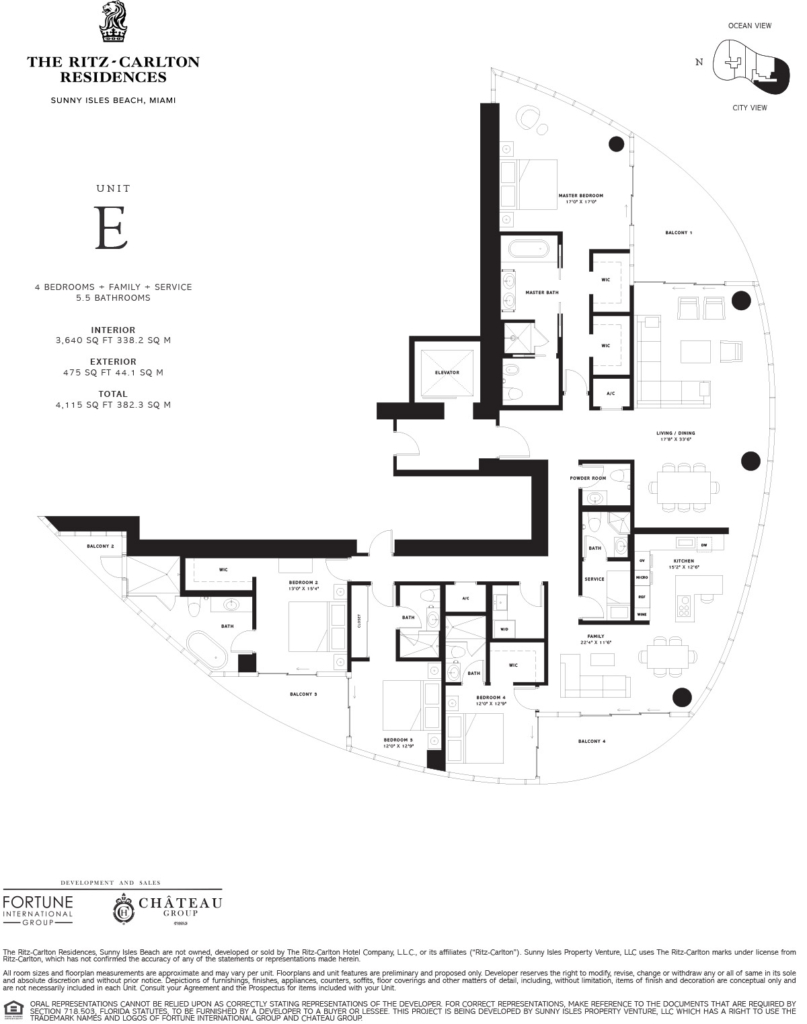 Residence 05: (Floor Plan E): 3,640 SF, 4 Bedroom + Family room, + Service Room , 5.5 Baths (PDF)